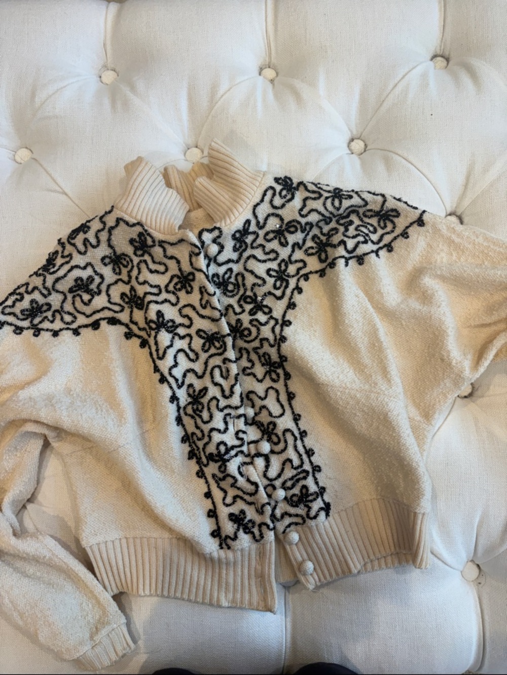 Vintage Cream Embroidered cardigan Women’s Sweater